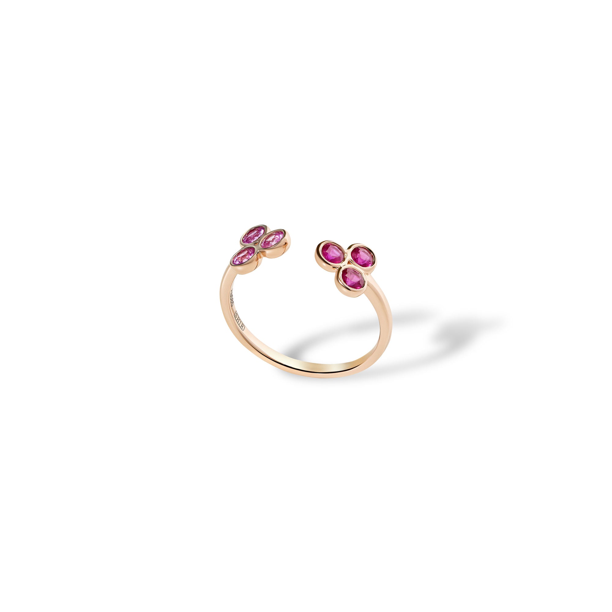 Peony 14K Gold Ring w. Pink Rubies