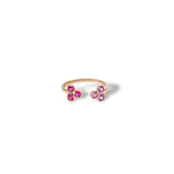 Peony 14K Gold Ring w. Pink Rubies