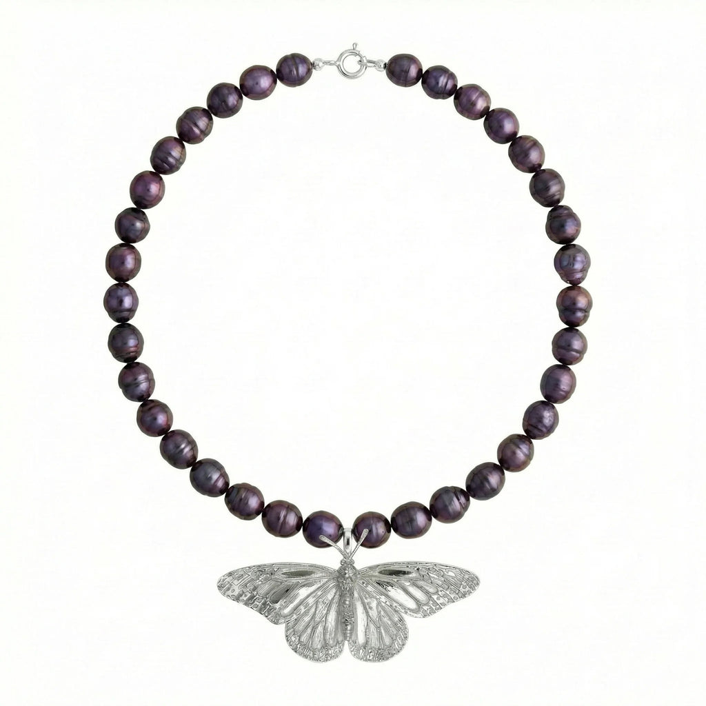 Silver Monarch Necklace w. Pearls