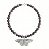 Silver Monarch Necklace w. Pearls