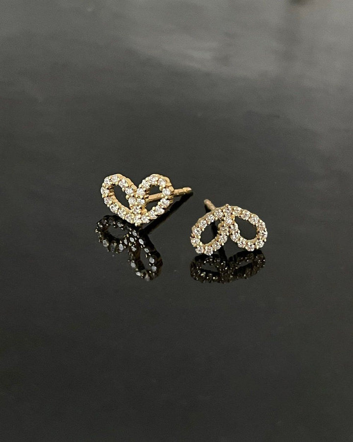 Small Bow 14K Guld Ørering m. Diamanter
