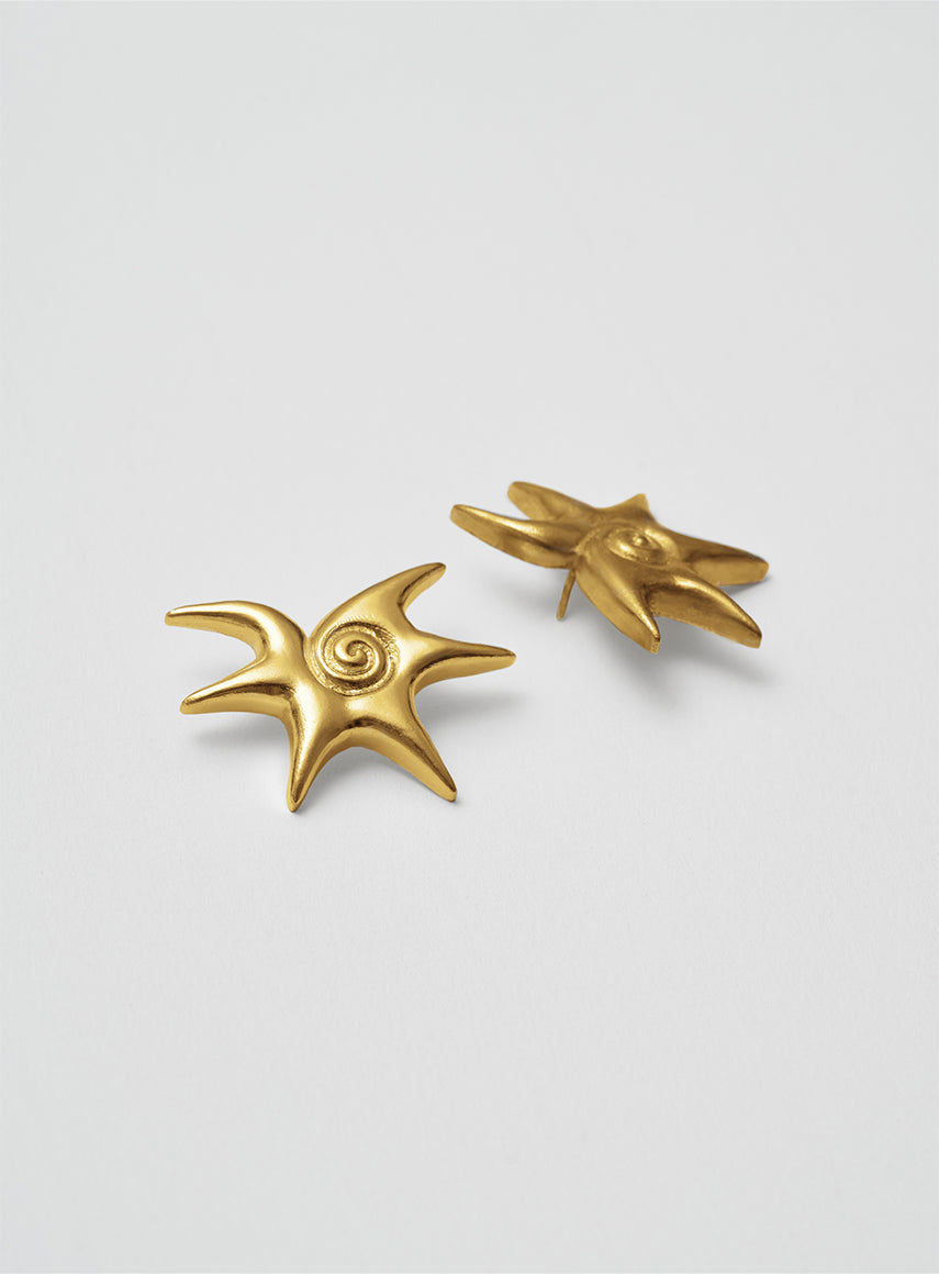 solar earrings gold