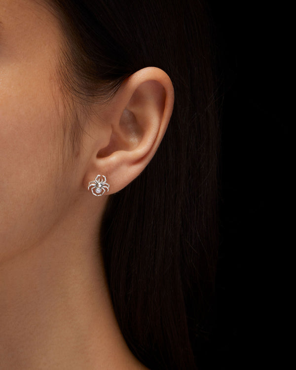 Spider Silver Ørestik m. Lab-Grown Diamant