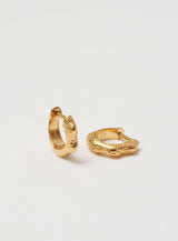 Wave Structured Gold Plated Hoops