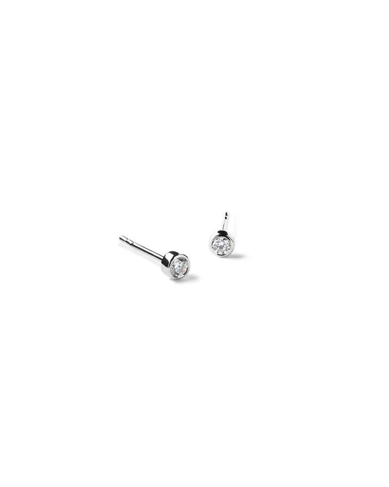 Mini Diamond 14K Whitegold Studs w. Lab-Grown Diamonds