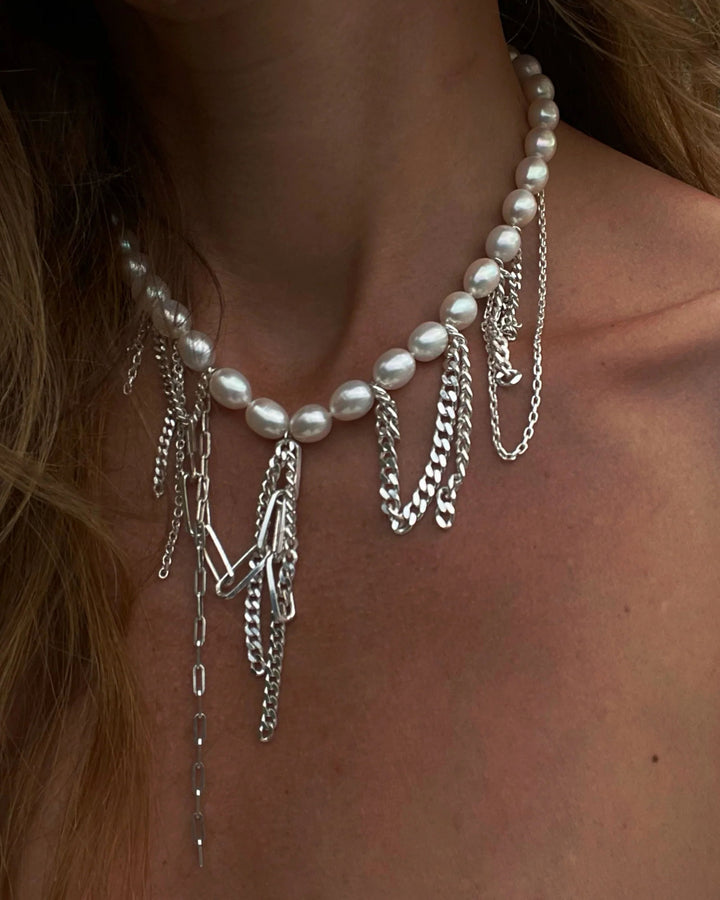 Tangled Pearl Gold Plated Necklace