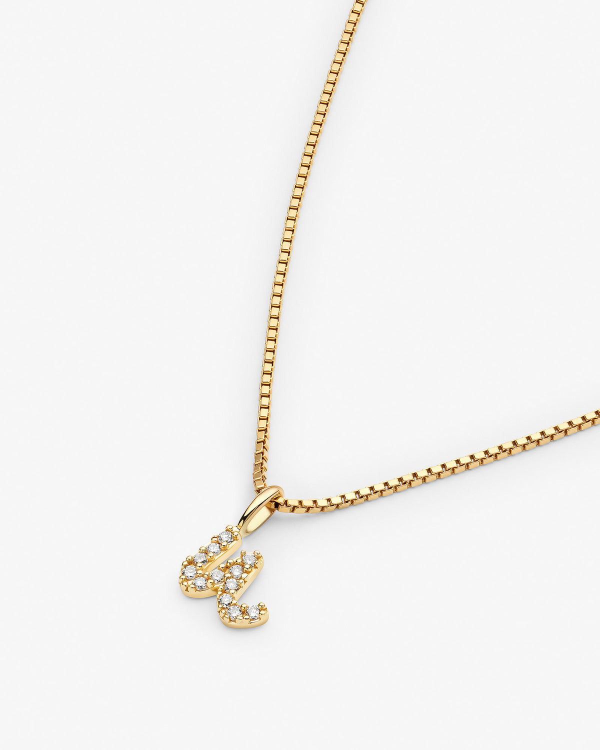 Initial U 14k Gold Pendant w. Lab-Grown Diamonds