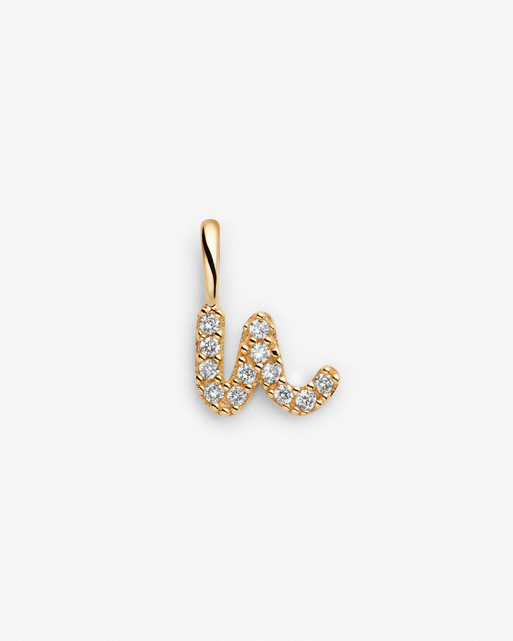 Initial U 14k Gold Necklace w. Lab-Grown Diamonds