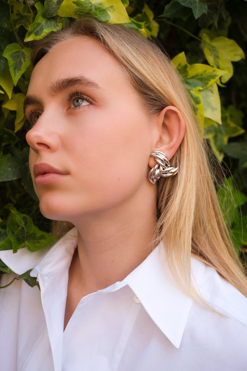 Verve White Rhodium on Brass Earrings