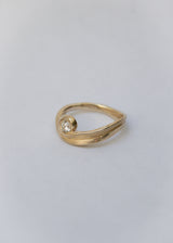 Unda Solitaire 14K Gold Ring w. Diamond