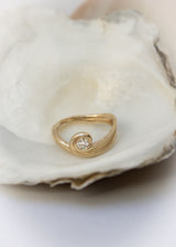 Unda Solitaire 14K Gold Ring w. Diamond