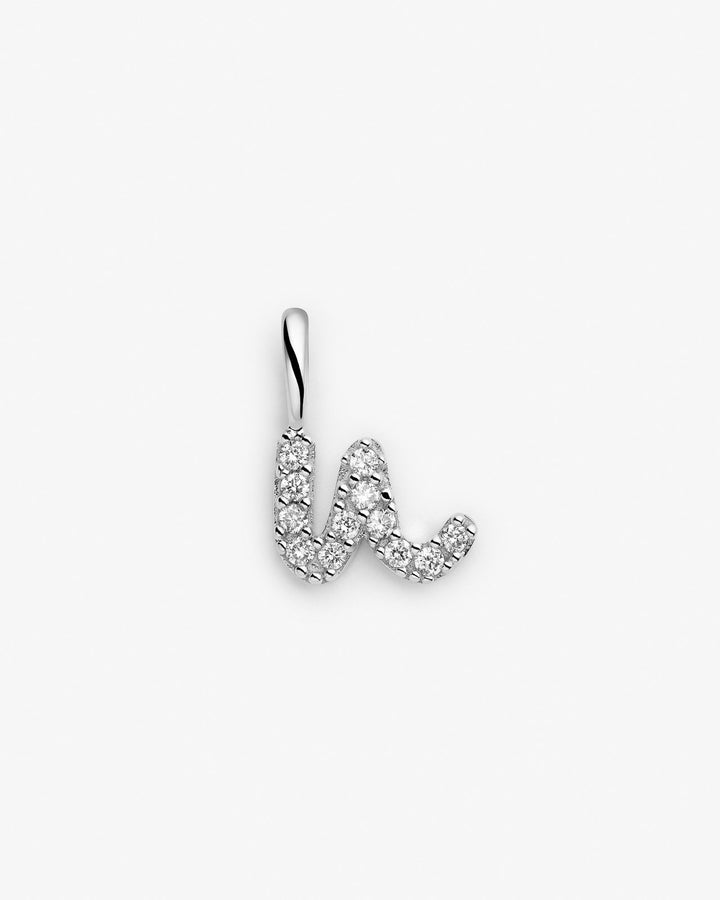Initial U 14k Whitegold Necklace w. Lab-Grown Diamonds