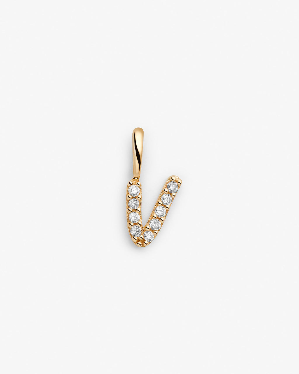 Initial V 14k Gold Necklace w. Lab-Grown Diamonds