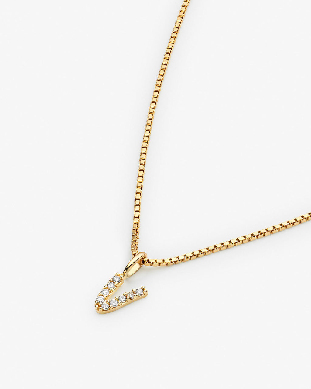 Initial V 14k Gold Necklace w. Lab-Grown Diamonds