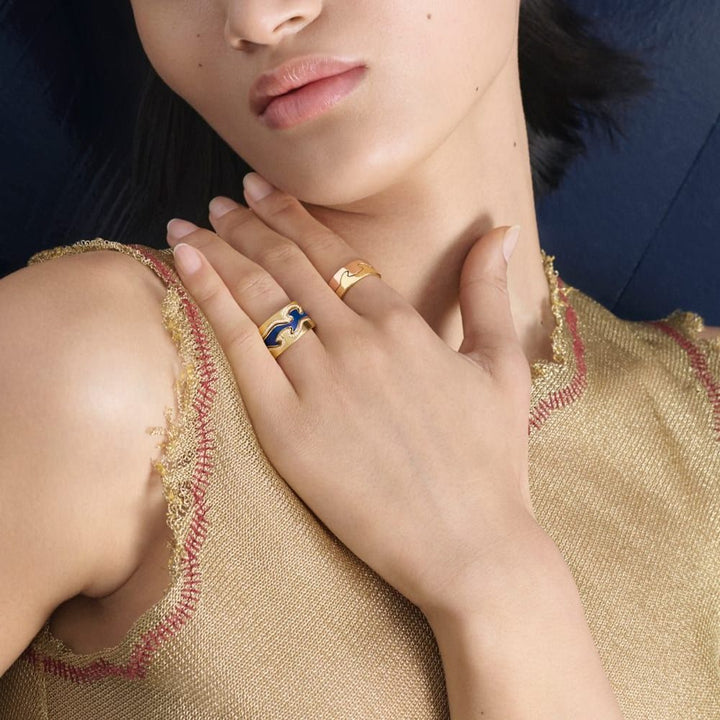 Fusion 18K Guld Center Ring m. Blå HyCeram