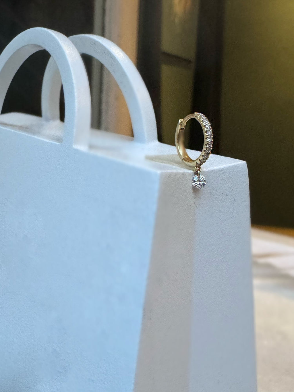 Vivre 14K Gold, White Gold or Rose Gold Huggie w. Diamonds