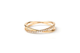 Crossover 14K or 18K Gold Ring w. Lab-Grown Diamonds