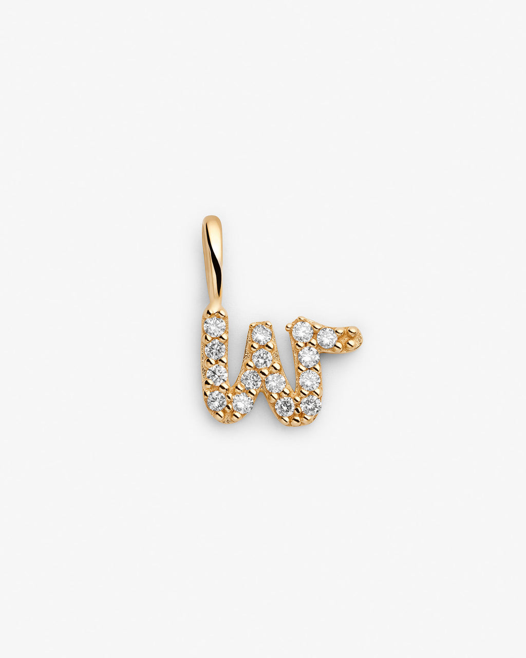 Initial W 14k Gold Necklace w. Lab-Grown Diamonds