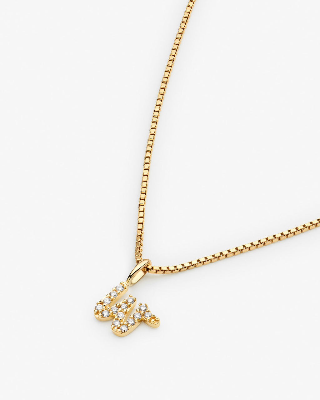 Initial W 14k Gold Necklace w. Lab-Grown Diamonds