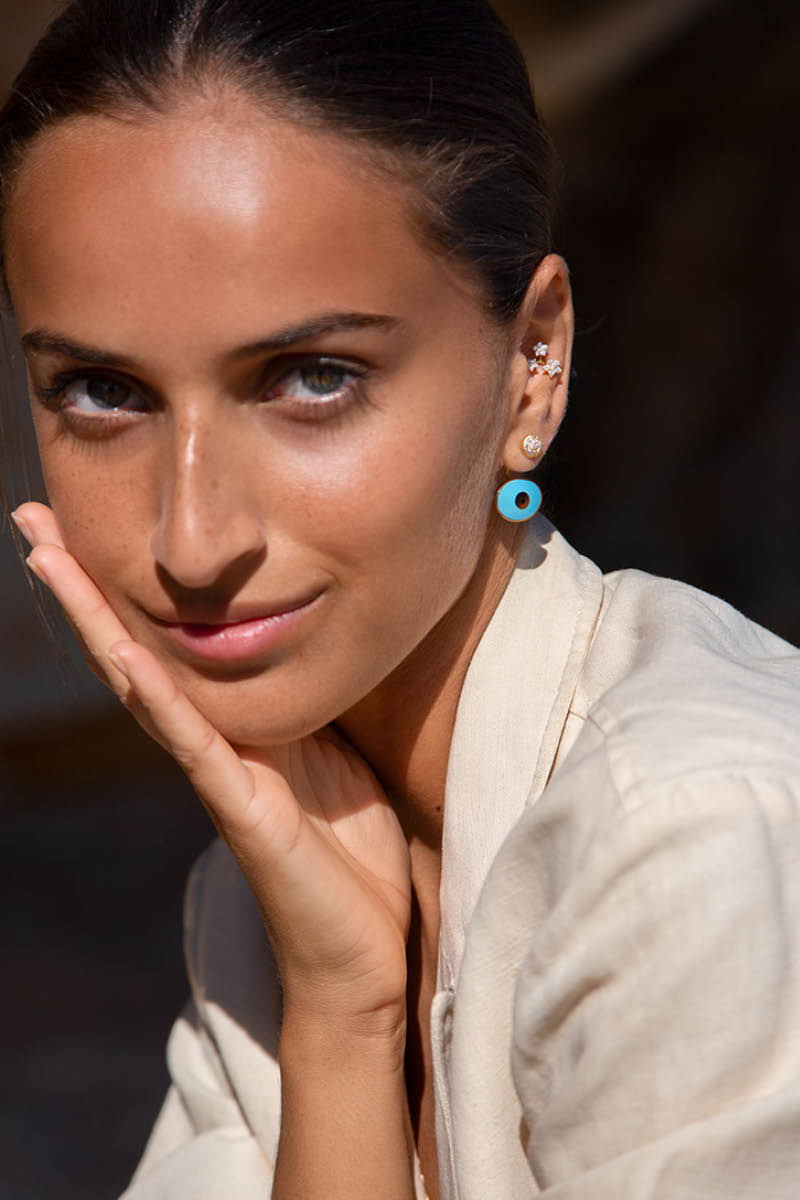3 Shooting Stars 18K Gold Earring w. Diamonds