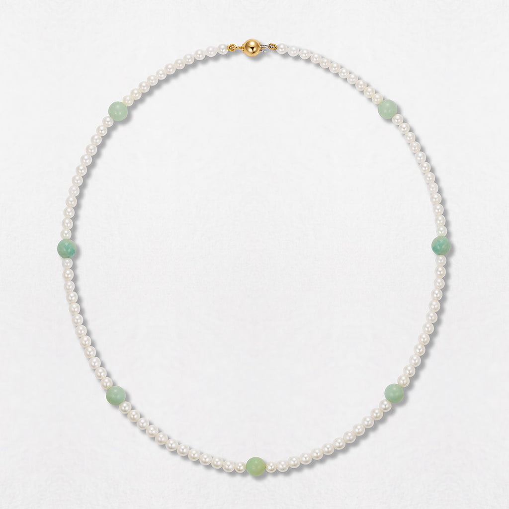 Pearl & Amazonite 18K Gold Necklace