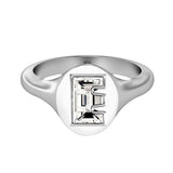 Alphabet-signetring i 18K Hvidguld med bogstavet E og en solitaire-Lab-Grown Diamant