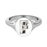 Alfabet 18K Hvidguld Initial F Signetring m. Solitaire Lab-Grown Diamant