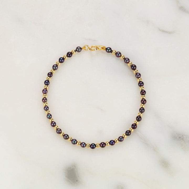 Pearl & Gold Bead 18K Gold Bracelet