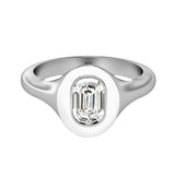 Alphabet-signetring i 18K Hvidguld med bogstavet O og en Lab-Grown Diamant