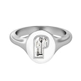 Alphabet-signetring i 18K Hvidguld m. bogstavet »P« og en Lab-Grown Diamant