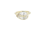 Stor pære jollie 14k Guld Ring m. White Topaz