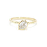 Mini Pear Jollie 14k Guld Ring m. Hvid Topas