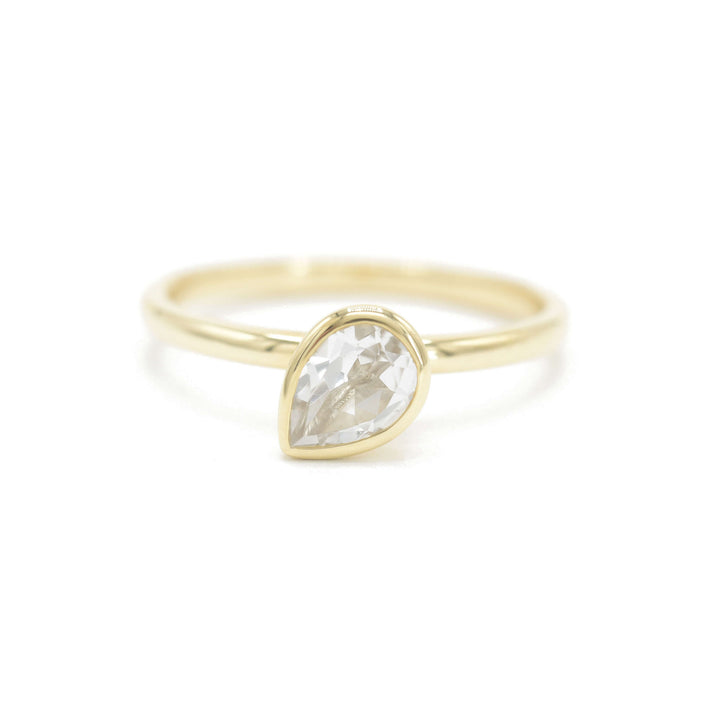 Mini Pear Jollie 14K Gold Ring w. White Topaz