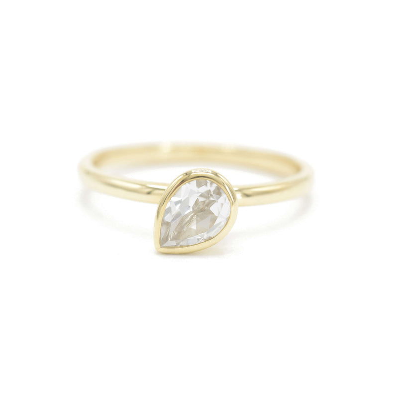 Mini Pear Jollie 14k Guld Ring m. Hvid Topas