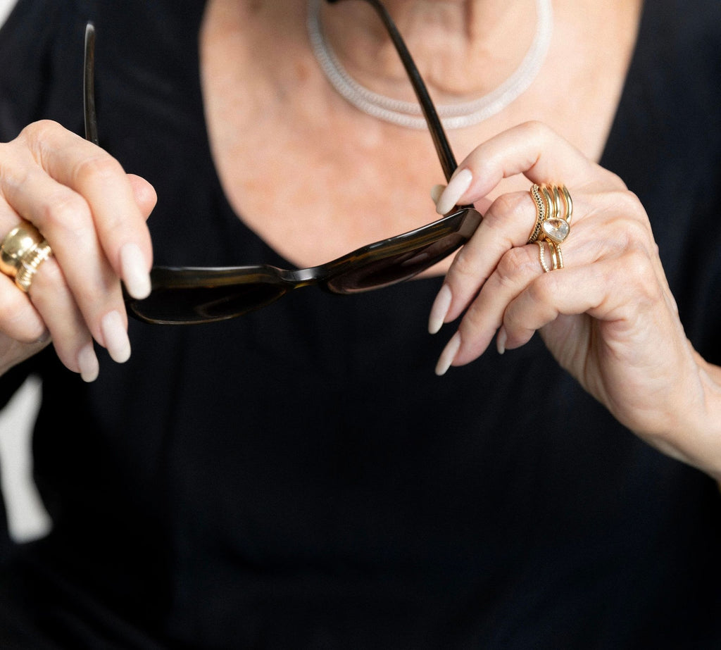 Large Pear Jollie 14K Gold Ring w. White Topaz