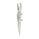 Art Deco Alligator Bite 18K White Gold Earring w. Tsavorite