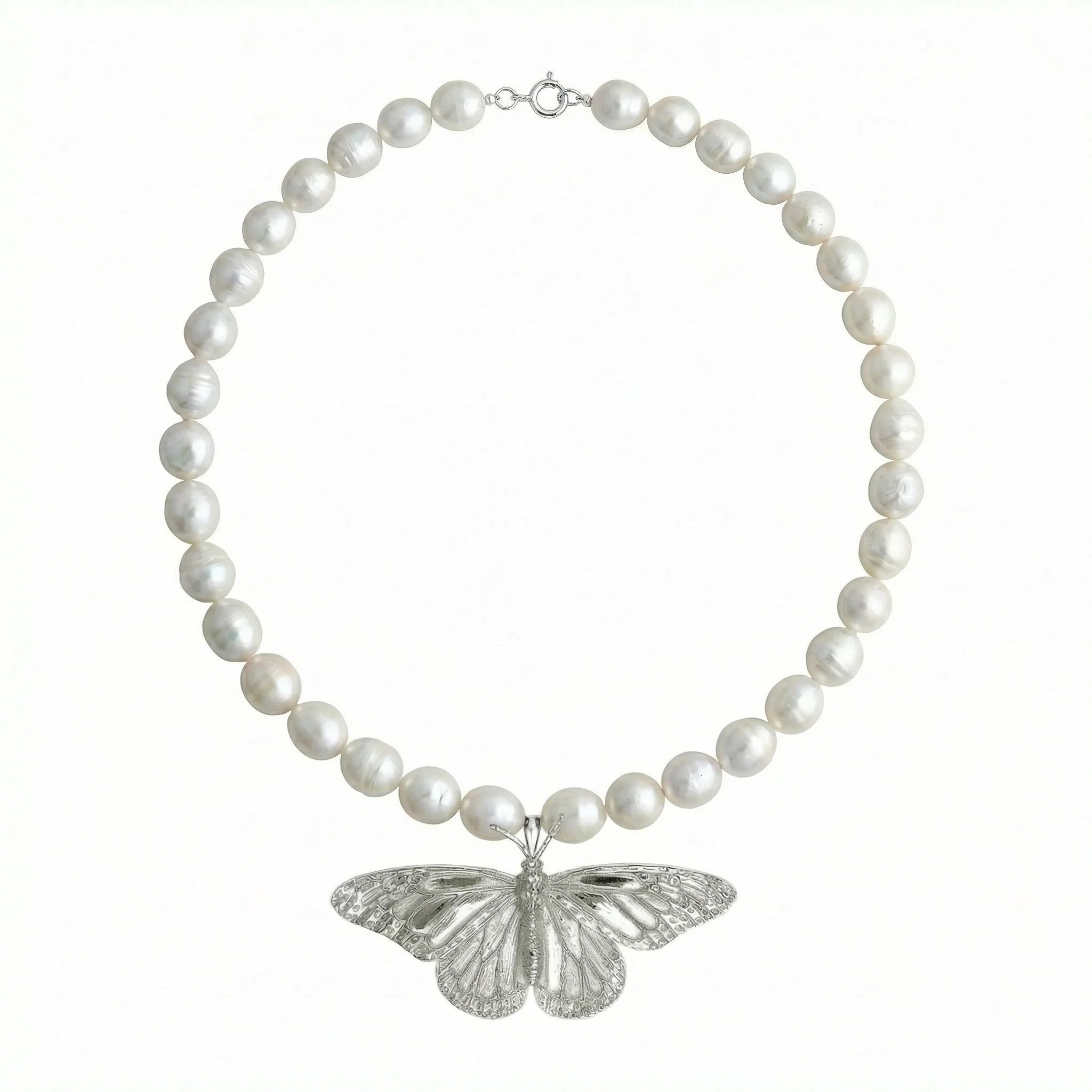 Silver Monarch Necklace w. Pearls