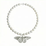 Silver Monarch Necklace w. Pearls
