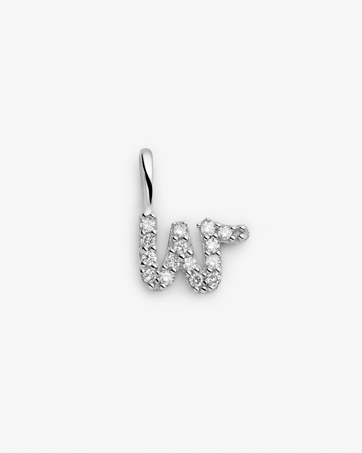 Initial W 14k Whitegold Necklace w. Lab-Grown Diamonds