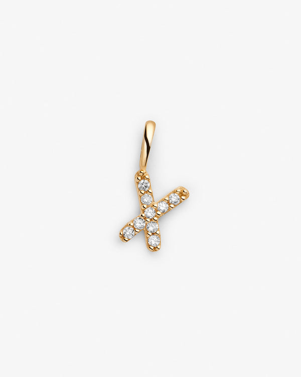 Initial X 14k Gold Necklace w. Lab-Grown Diamonds