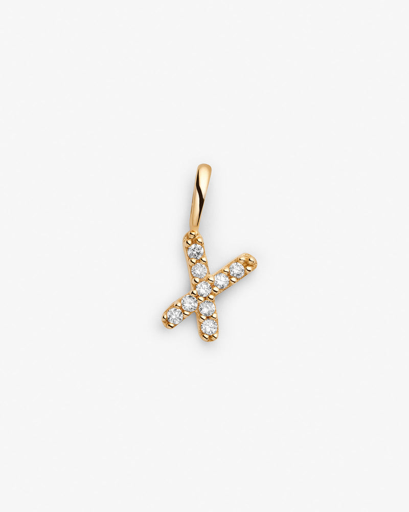 Initial X 14k Gold Necklace w. Lab-Grown Diamonds