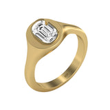 Alphabet 18K Gold Initial G Signet Ring w. Solitaire Lab-Grown Diamond