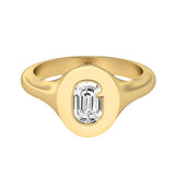 Alphabet 18K Gold Initial G Signet Ring w. Solitaire Lab-Grown Diamond