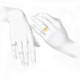 Alphabet 18K Whitegold Initial Y Signet Ring w. Solitaire Lab-Grown Diamond
