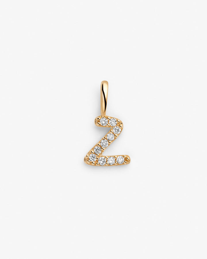 Initial Z 14k Gold Necklace w. Lab-Grown Diamonds