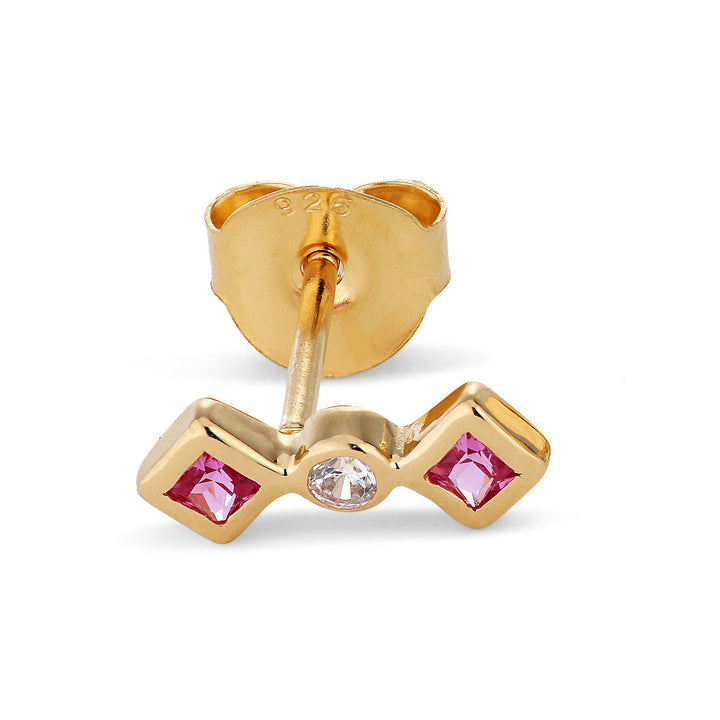 Zara Pink 14K Gold Plated Stud w. Zirconia