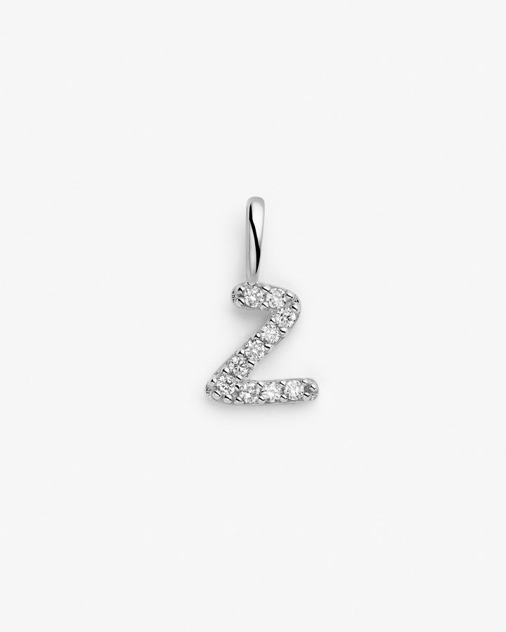 Initial Z 14k Whitegold Necklace w. Lab-Grown Diamonds