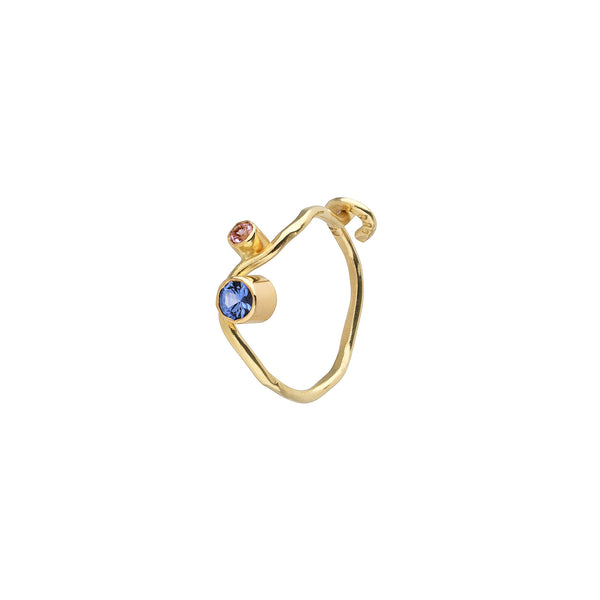 Tiaré 14K Gold Earring w. Blue Sapphire