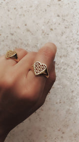 Heart Signet Ring Gold Plated