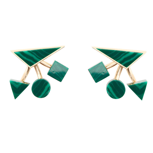 Geometrical green Gold Plated Studs